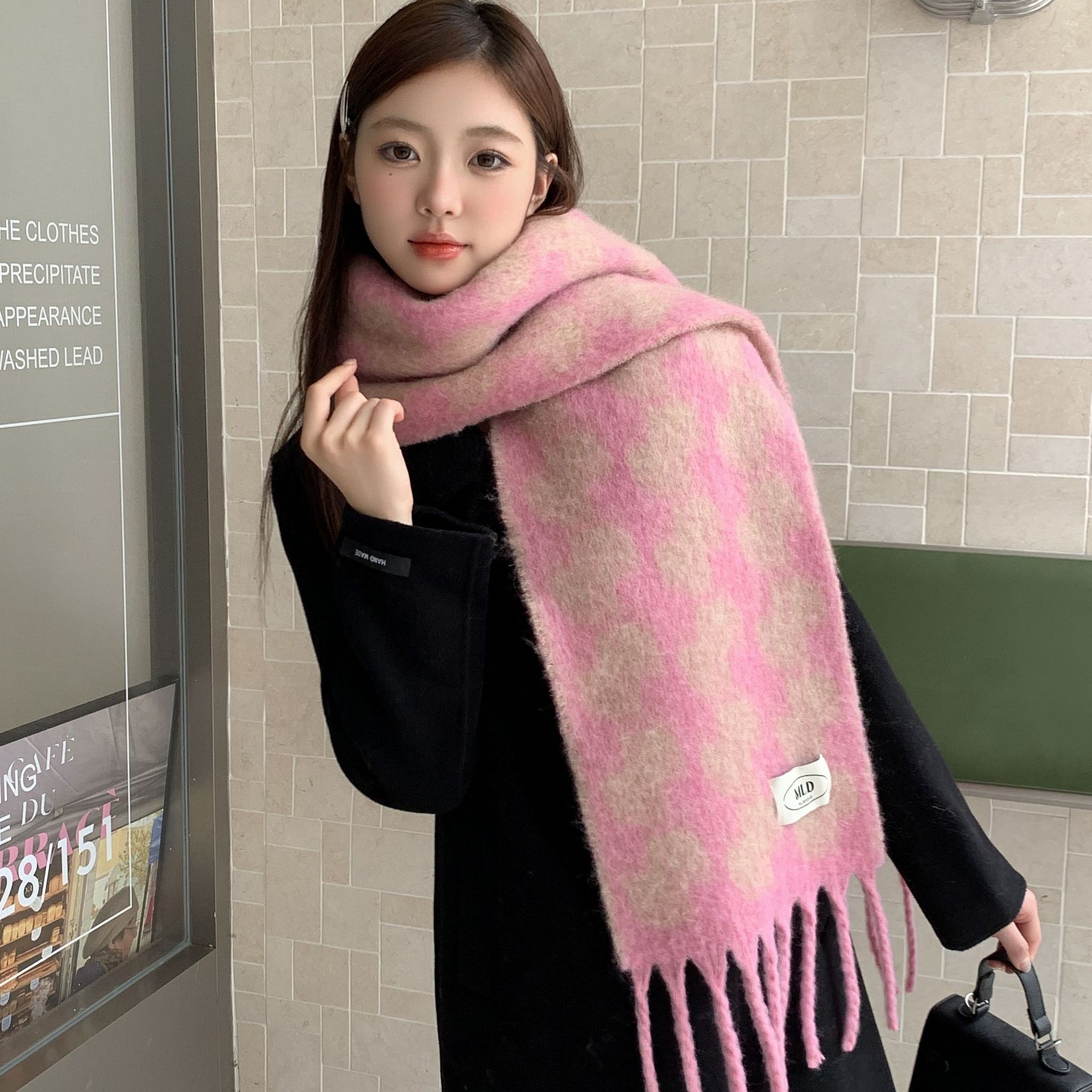 Otoño y invierno blanquear suave mahai vello chaleco coreano atmósfera bufandas a cuadros para mujeres calientes