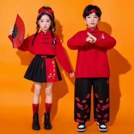 国庆儿童啦啦队演出服中国风小学生运动会开幕式表演服幼儿园班服