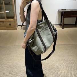 托特包小众休闲大容量饺子包单肩斜挎包旅行包百搭真皮女包帆布包