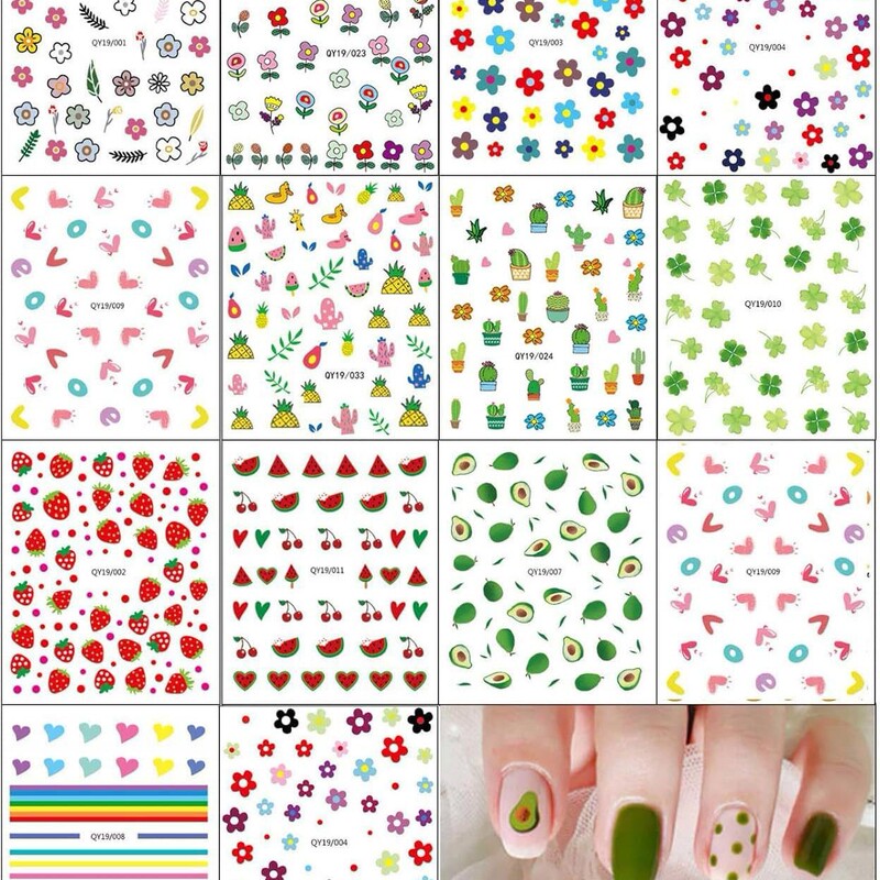 4 Sheets of Kidsren's Rainbow Flower and Fruit Nail Stickers, Cute Cartoon Self-Adhesive Nail Stickers for Girls, DIY Nail Decoration Accessories 4 Sheets of Kidsren's Rainbow Flower and Fruit Nail Stickers, Cute Cartoon Self-Adhesive Nail Stickers for Girls, DIY Nail Decoration Accessories