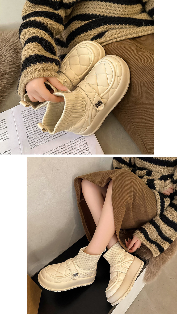 Warm Women's Velvet Ankle Boots With Thick Sole And Slip-on Style_voghion.com