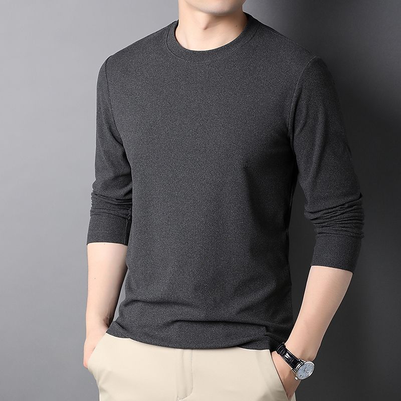 Source fabricante top camiseta larga otoño e invierno para hombres T delgado cuello redondo camisa de fondo ropa interior térmica de terciopelo alemán de doble cara