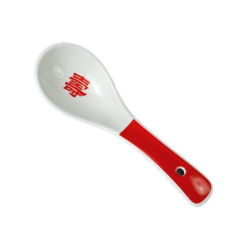 Pequeño al por mayor cuchara de cerámica roja cuchara de condimento para ancianos cuchara doble cuchara de boda mango rojo multi-estilo
