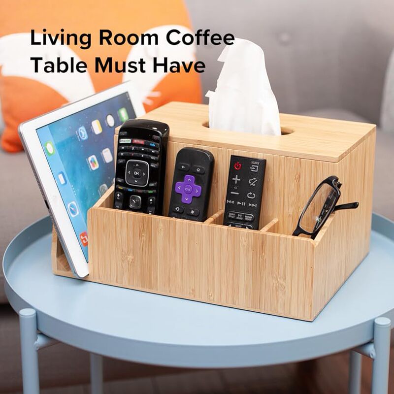 Bamboo tissue box tablet computer storage rack wooden desktop multi-function mobile phone remote control box file storage box Bamboo tissue box tablet computer storage rack wooden desktop multi-function mobile phone remote control box file storage box