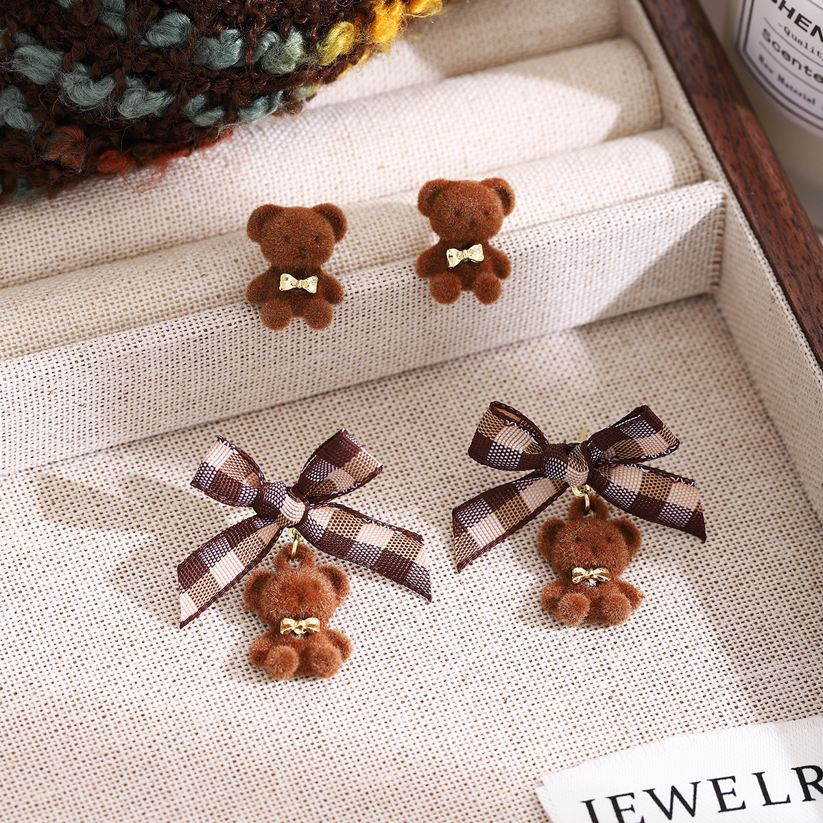 Cute demi-season creative cartoon sophisticated earrings with bow