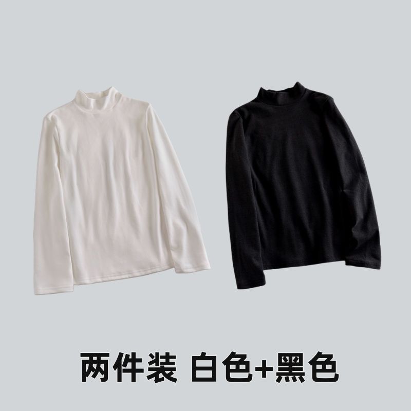 德绒半高领打底衫女内搭秋冬2025新款长袖t恤显瘦保暖上衣服外穿|undefined