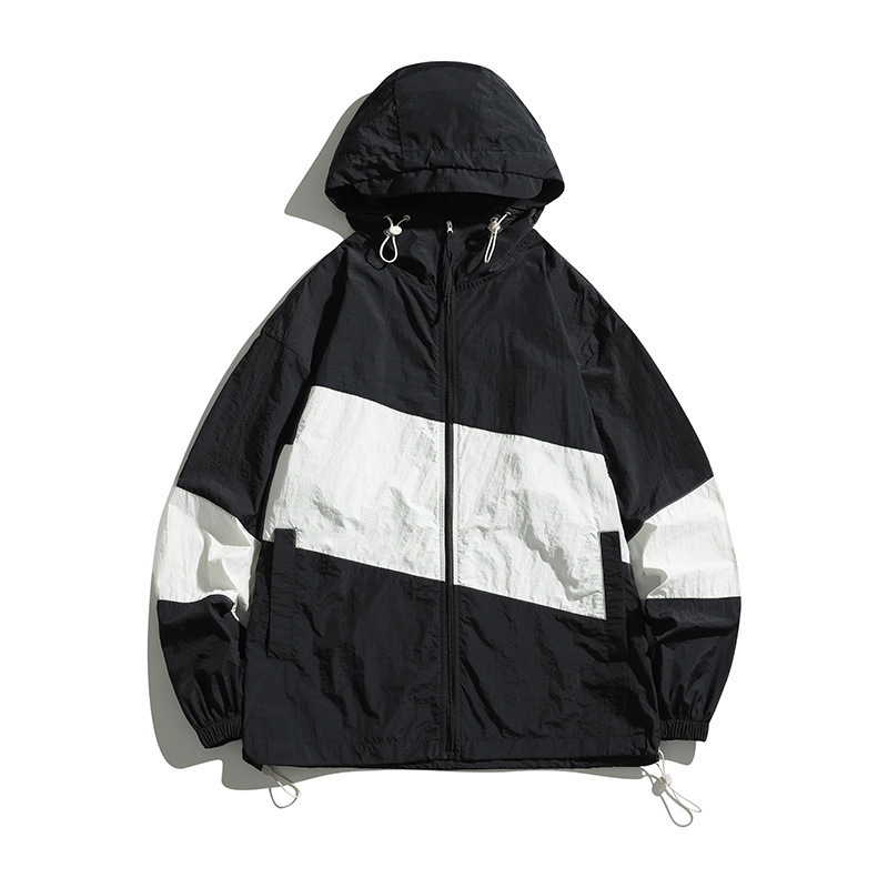 (2개) 2024 새로운 여름 선 스크린 의류 커플 후드 야외 스티칭 낚시 자켓 남성과 여성을위한 초박형 스킨 자켓