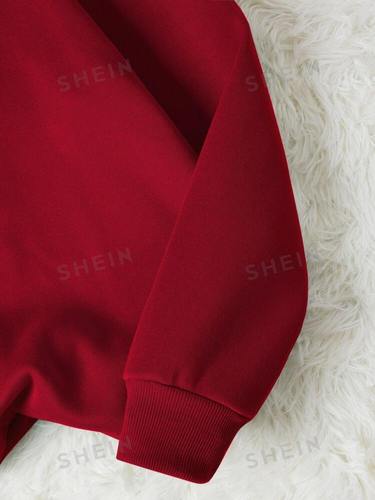 Quiet Letter Graphic Thermal Lined Sweatshirt Western and Eastern polyester