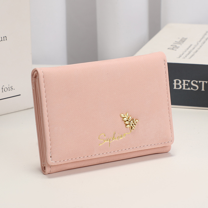 Nuevo monedero de estudiante de franela fresca pequeña de estilo nacional plegable simple, clip de dinero de sentido avanzado, billetera corta para mujer