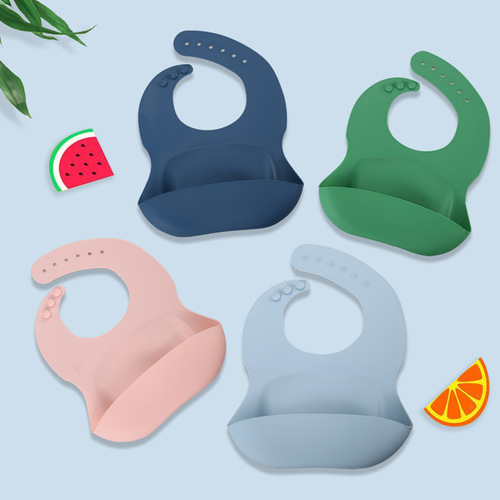 Cross-border silicone bib baby supplies rice bag waterproof dustproof anti-dirty 3D eating bib no-wash children's saliva bag