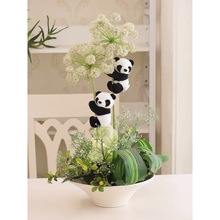 富贵竹小熊猫玩偶夹子公仔毛绒玩具家居植物盆栽装饰文创礼物礼品
