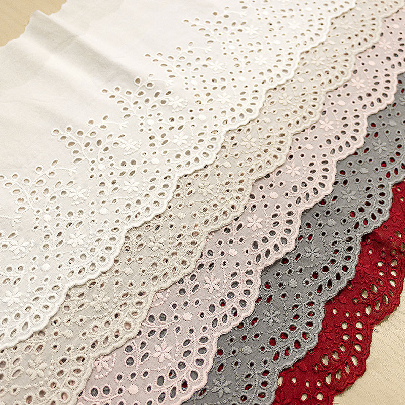 カラー刺繍レース透かし彫り花綿布レース補助材料卸売り服装スカートカーテン装飾生地19cm|undefined