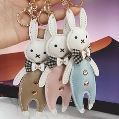 跨境網紅清新可愛兔 創意皮鑰匙扣掛件 女生包包書包裝飾搭配