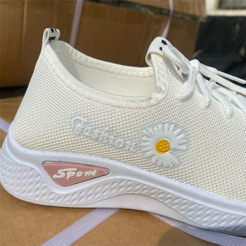 Women's Daisies Sports Shoes, Mesh Sneakers, Breathable Casual Flat Shoes, Single Women's Shoes, Flyknit Women's Sports Shoes, Fitness Shoes