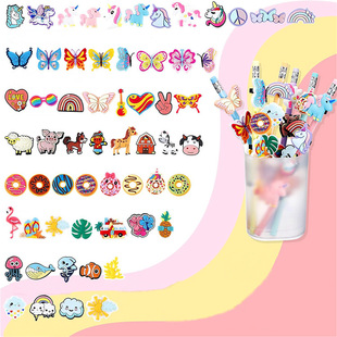 Manufacturers produce DZPVC pen clip buckle straw sleeve decoration various styles pencil straw decoration support DZ