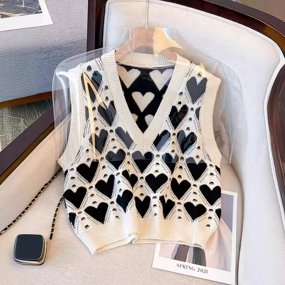 Вязаный жилет Love Женская осень и зима 2023 Новый дизайн Sense Academy Style Весна и осень Верхний свитер Жилет Модный
