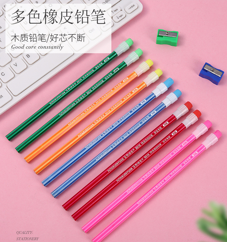 Lápiz de registro HB caramelo color lápiz seguridad sin plomo-veneno niños estudiante escritura especial con goma hexagonal Rod