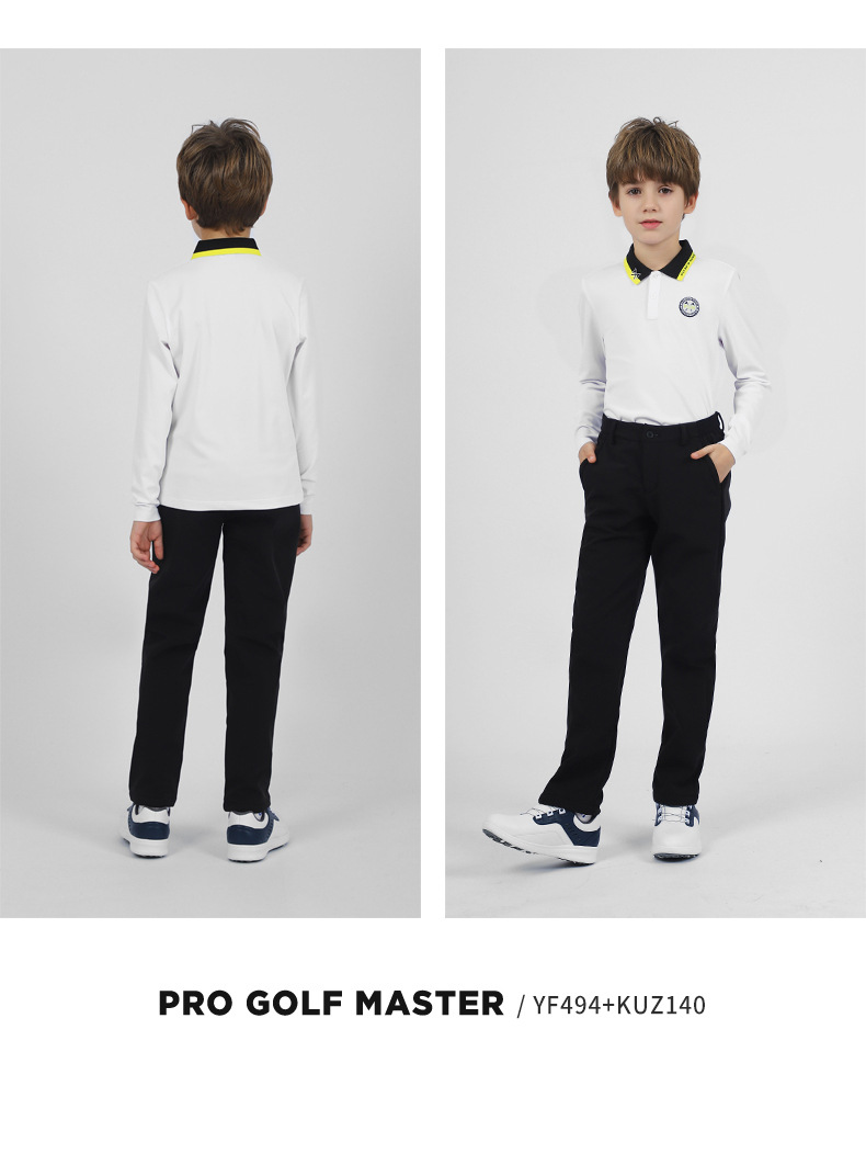Áo thun dài tay bé trai PGM golf mùa thu, chất liệu co giãn thoải mái — YF494-màu trắng, YF494-Đen, YF494-màu xanh nước biển chi tiết 8