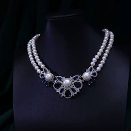 天然珍珠项饰;珍珠首饰套装;天然珍珠耳饰