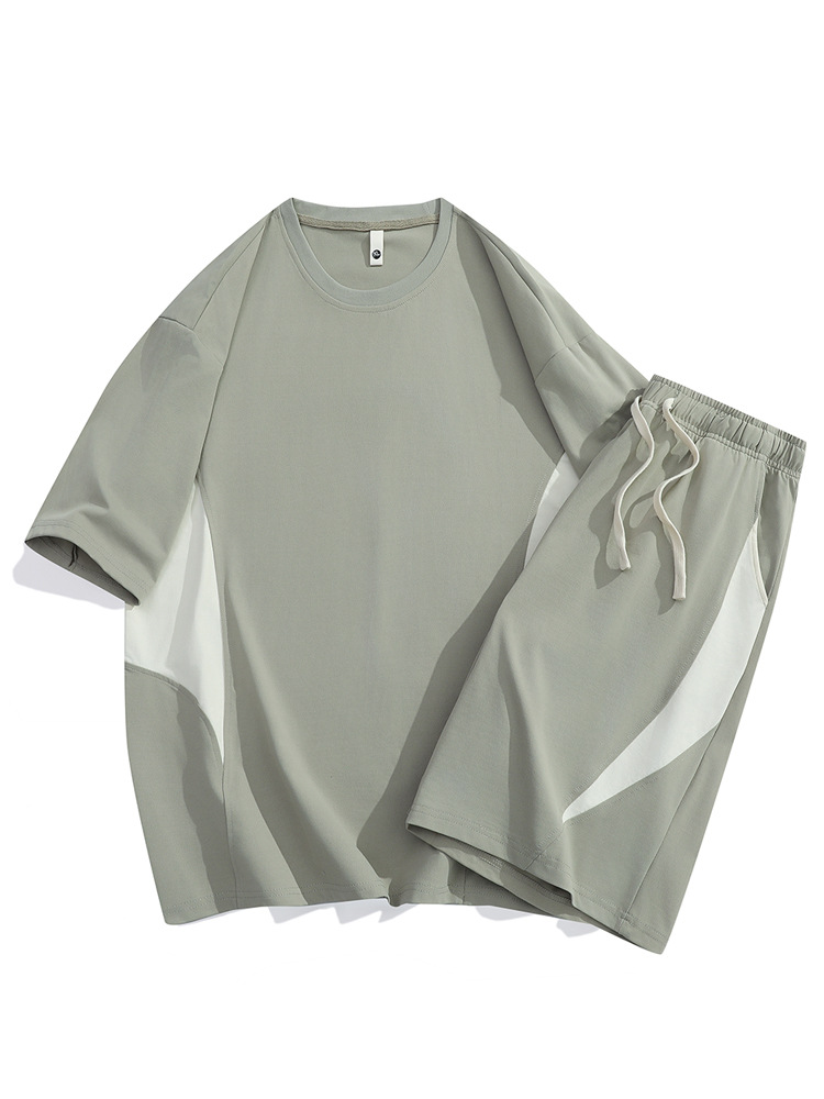 2025 adolescente verano nuevo estilo suelto y cómodo traje de ocio deportivo para hombre camiseta de manga corta pantalones cortos deportivos de 2 piezas