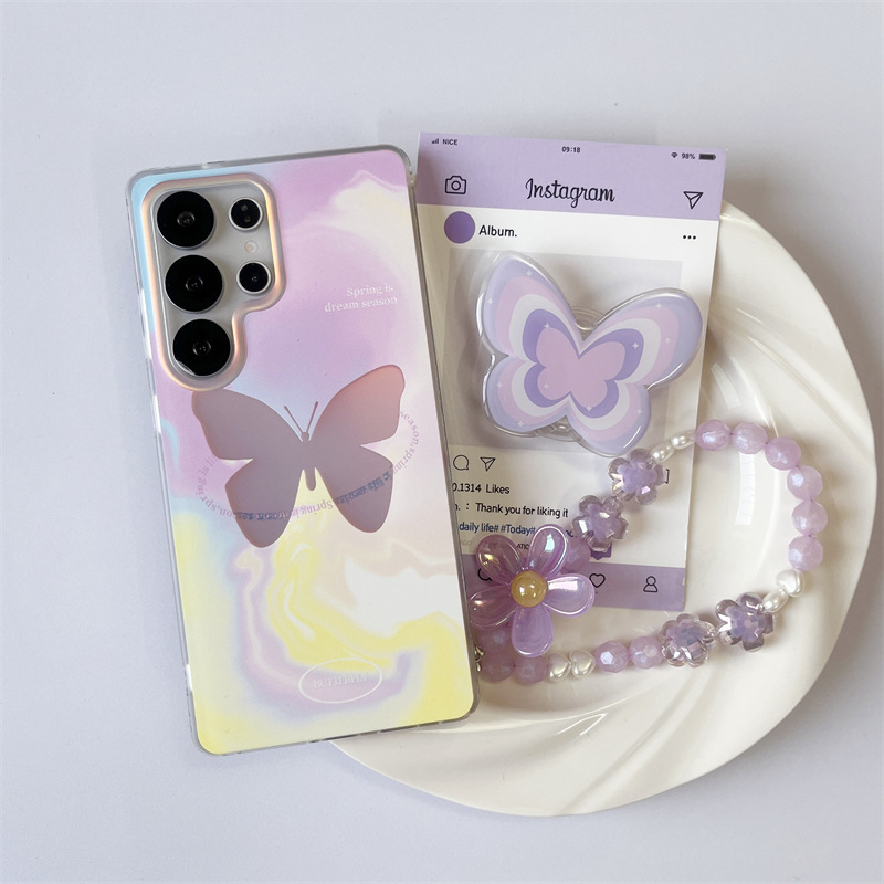 Samsung Galaxy S25 Ultra Laser Phone Case Ins Mixed Color Butterfly Suitable for S23/S24/S26Plus