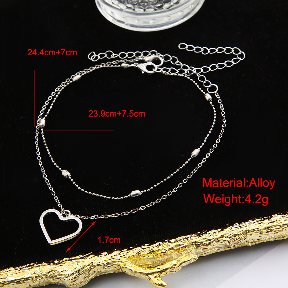 Fashion Heart Shape Alloy Layered Plating Anklet