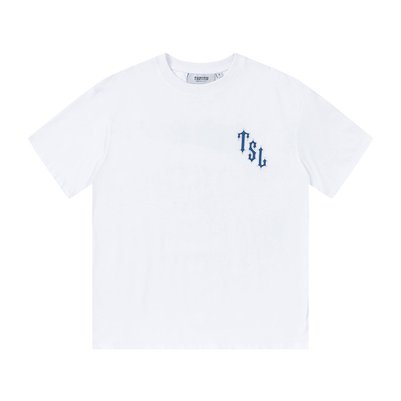 Venta al por mayor trampa gradiente letra cabeza de tigre manga corta europea y americana alta calle moda marca trampa estrella impresa camiseta suelta estrella