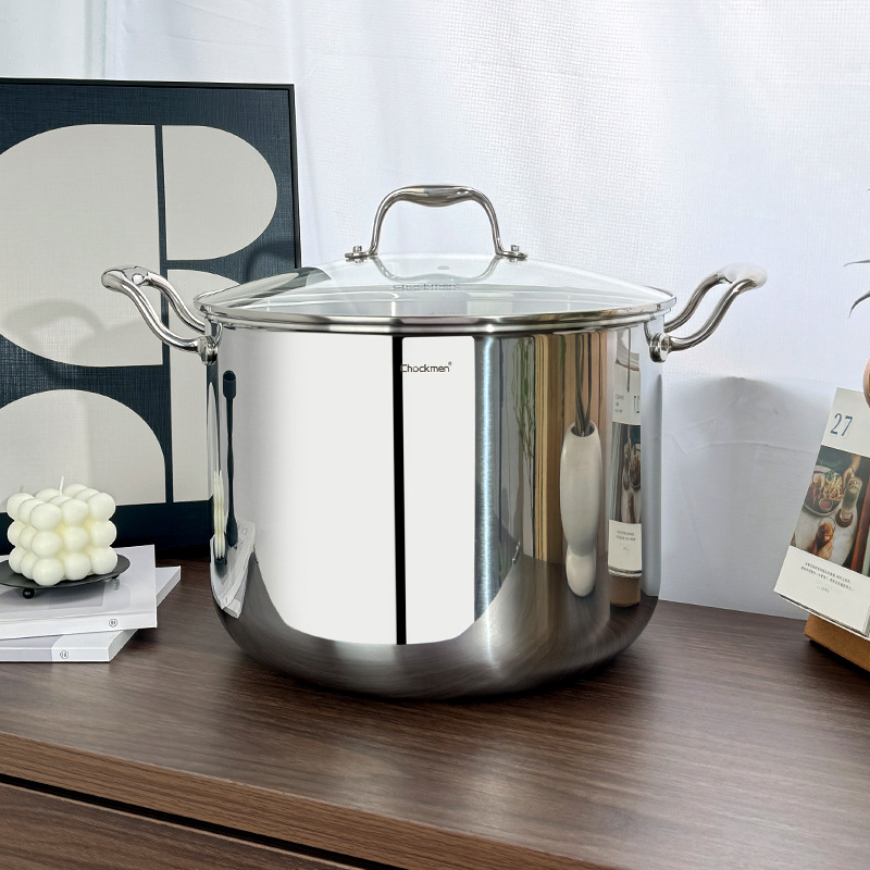 Chockmen Zhuo Deming 18/10 olla de sopa alta de acero inoxidable cubo olla de sopa profunda olla de estofado con salmuera hueso de tubo de gran capacidad
