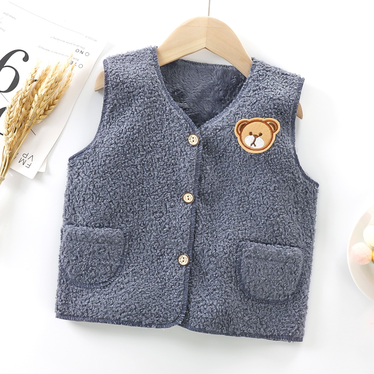 Niños de otoño e invierno Chaleco de lana de cordero niños y niñas de doble cara chaleco cálido bebé cardigan dentro y fuera del chaleco de desgaste