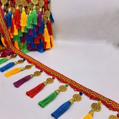 Wholesale 5-color ethnic style 5-color tassel hanging fringe front bumper cover top decoration Buddha hall altar edge decorative accessories