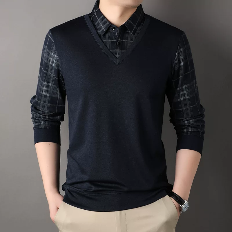 Set for leisure for elderly, warm long-sleeve, for middle age, autumn