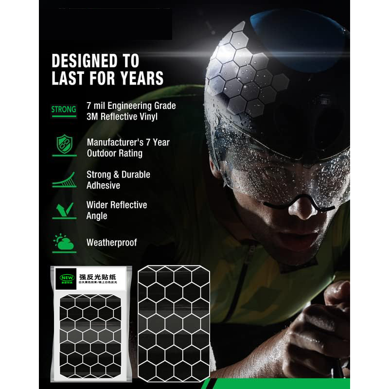 Amazon hexagon honeycomb casco de seguridad pegatinas reflectantes casco de motocicleta negro vinilo pegatinas impermeables