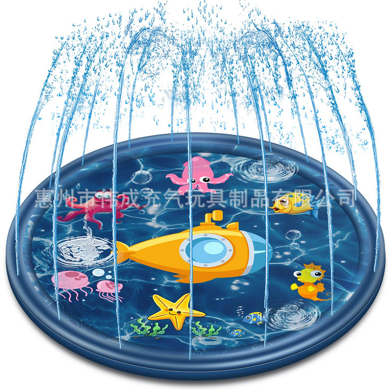 Weicheng Outdoor Water Toy Blue Dinosaur Spray Mat Summer Inflatable Sprinkler Mat Kids Garden Lawn Games