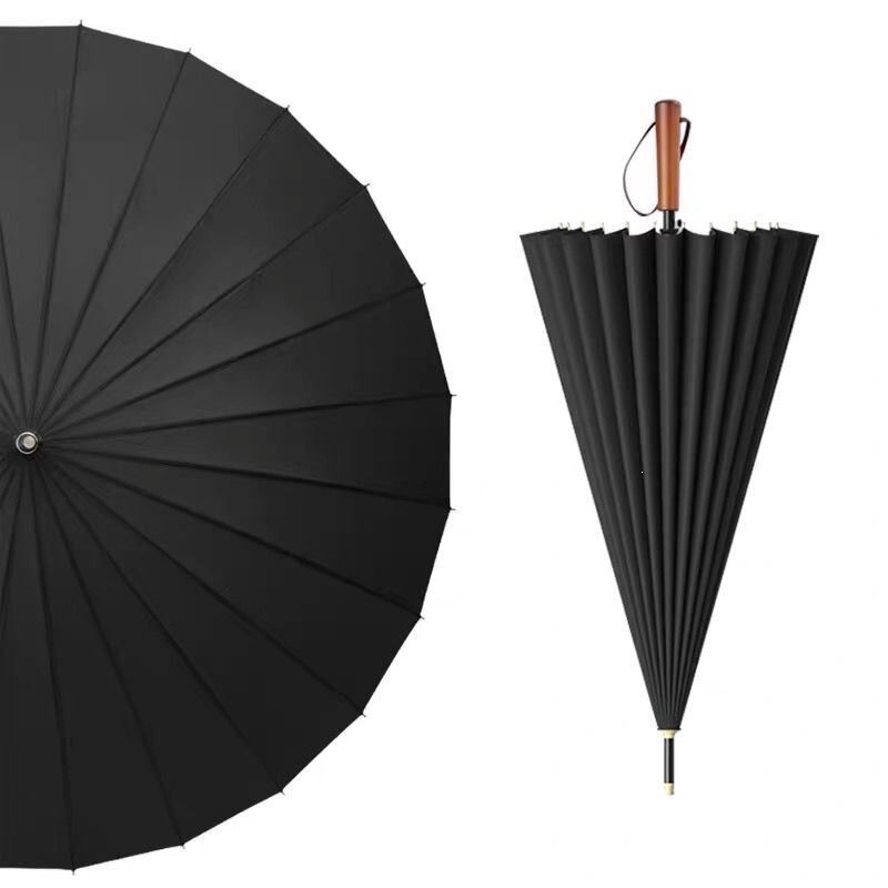 24-inch wooden handle straight umbrella, extra large, reinforced, thickened, durable, suitable for two people