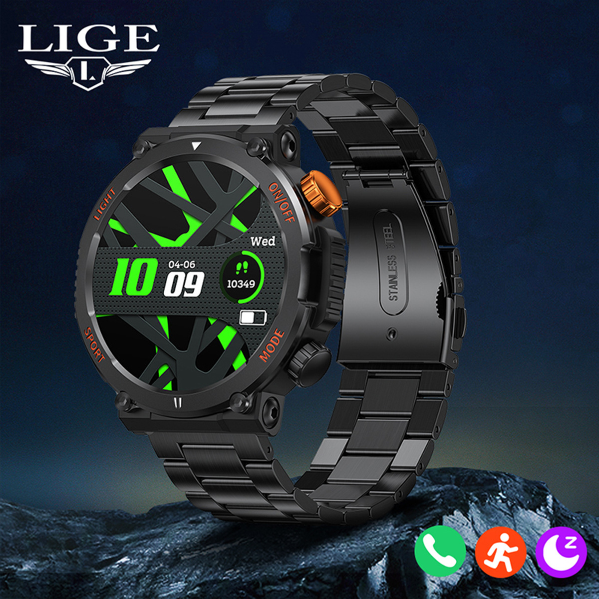 HT17 Smartwatch round Bluetooth Calling Heart Rate Blood Pressure Monitoring Outdoor Sports Watch_voghion.com