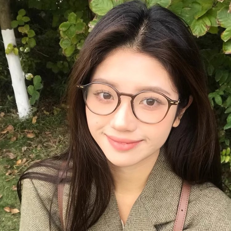 复古圆框书呆子眼镜近视女度数可配素颜神器高级感超轻小框眼镜框|undefined