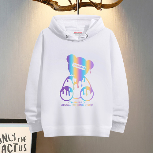 Men's Autumn Outfit Top Trendy 2025 Children's Fashion Print Hooded Long Sleeve Sweatshirt for Girls Spring and Autumn Loose Trendy