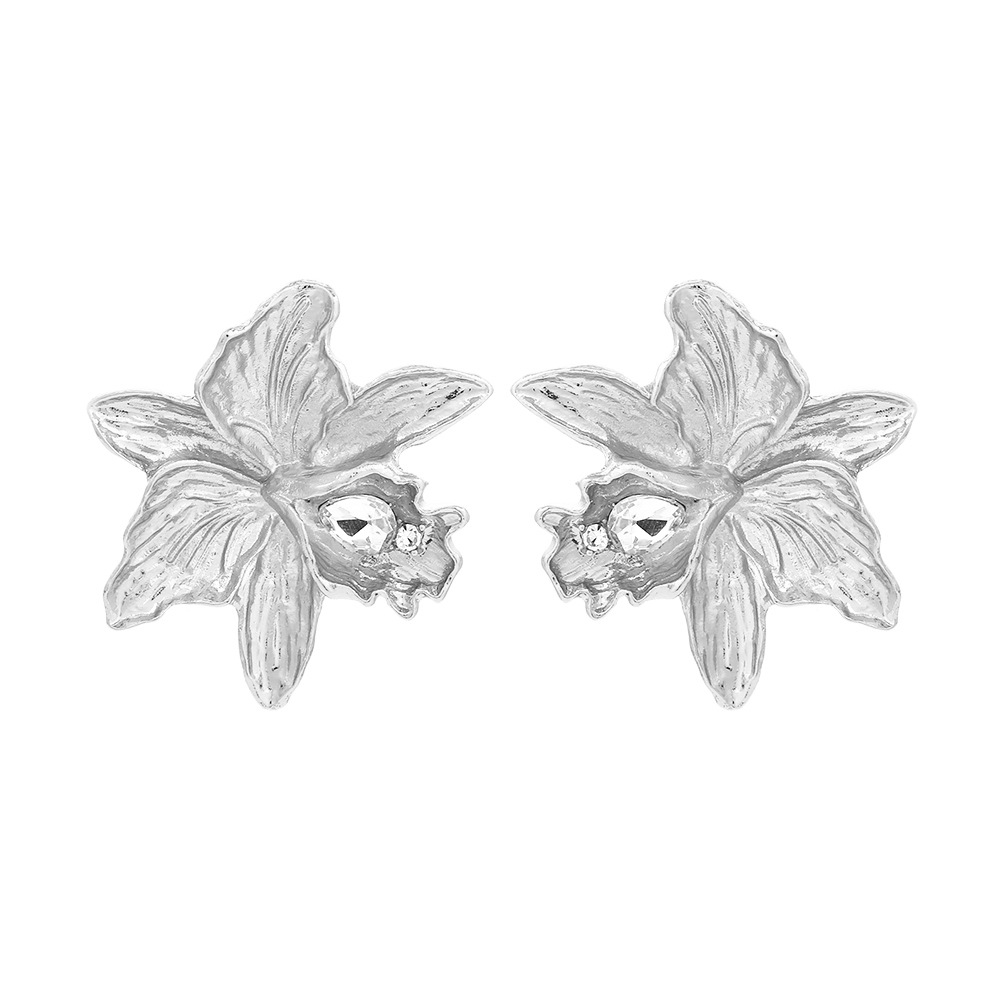 1 Paire Style IG Sucré Fleur Placage Incruster Alliage De Zinc Strass Boucles D'Oreilles display picture 5