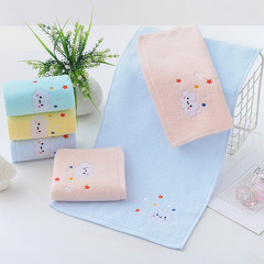Pure Cotton 32 Thread Embroidered Children's Towel Manufacturer Wholesale Infant Baby Home Daily Use Absorbent Face Towel
