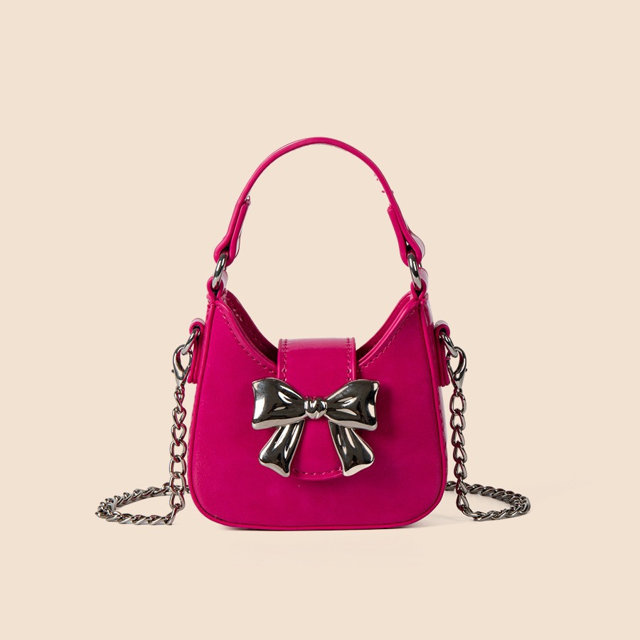 Sac à bandoulière d'été polyvalent, sac à chaîne noir, style moto à la mode Bow, style doux et épicé, sens haut de gamme pour femmes, niche_voghion.com