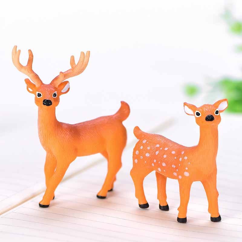 微景観pvc置物園芸植物ニホンジカ動物置物小鹿一家プラスチックキーホルダー部品|undefined
