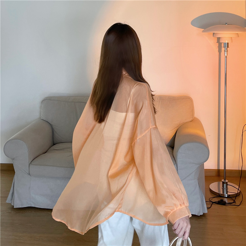 112g Weight Long Sleeve Sleeve Length Single Breasted Placket Type Shirtsleeve Sleeve Type Polyester, Chiffon Fabric Type Regular Top Length Cardigan Tops Type Holiday Occasion Shirt Collar Neckline Loose Fit Type Solid Color Pattern Summer, Spring Season Women's Gender Casual Style Wholesale Women's Casual Solid Color Long Sleeve Blouses 78