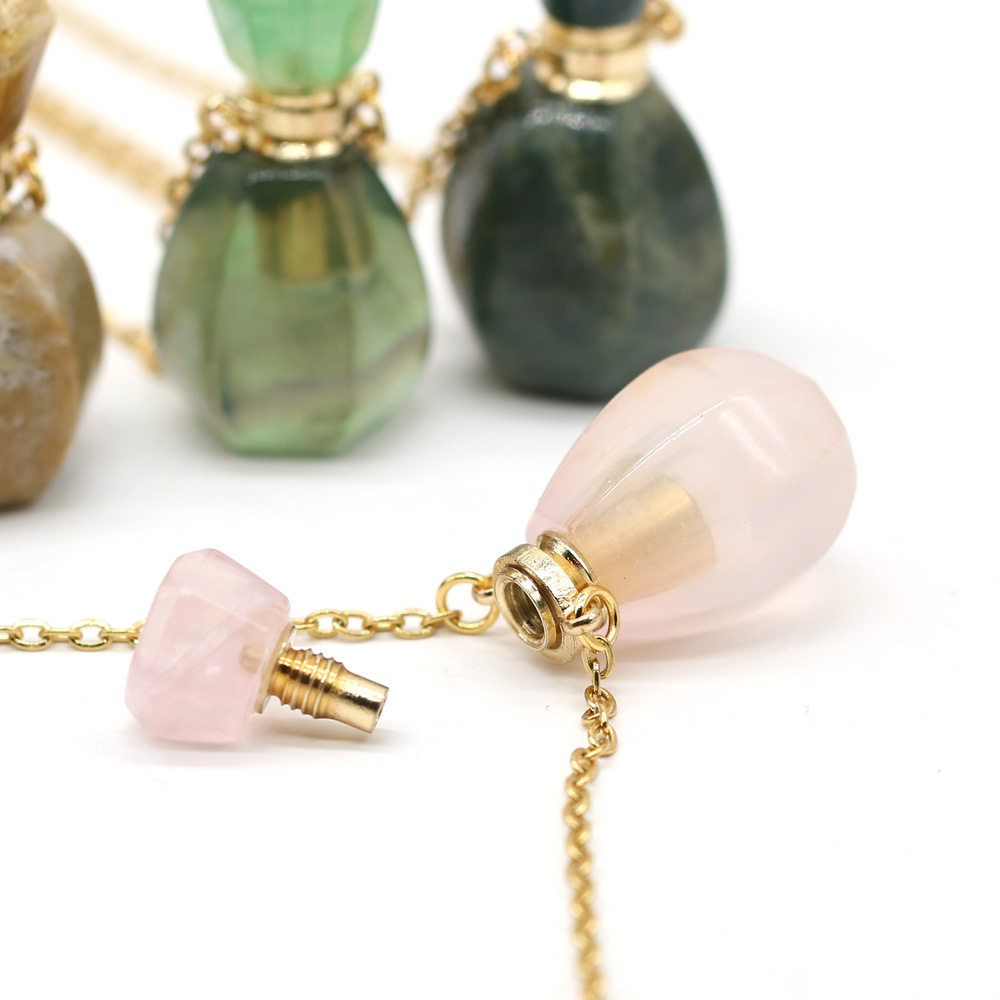 18g Weight Pendant Necklace Classification cable chain Chain Type 1 Piece Quantity Daily Occasion natural stone Material Perfume Bottle Pattern All Seasons Season Unisex Gender Classic Style Style Classic Style Perfume Bottle Natural Stone Cable Chain Pendant Necklace In Bulk 25