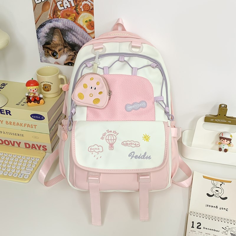 Mochila de estudiante de secundaria de alto valor, color de contraste, hermosa mochila nueva y versátil, mochila de estilo universitario de gran capacidad