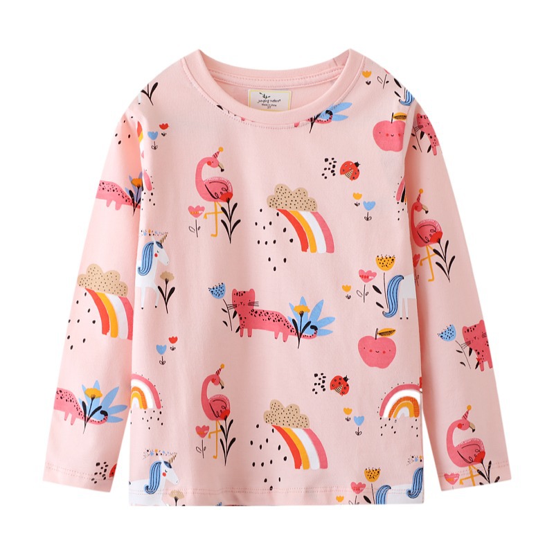 Fashion Cartoon Rainbow Flamingo Cotton T-shirts & Blouses display picture 1