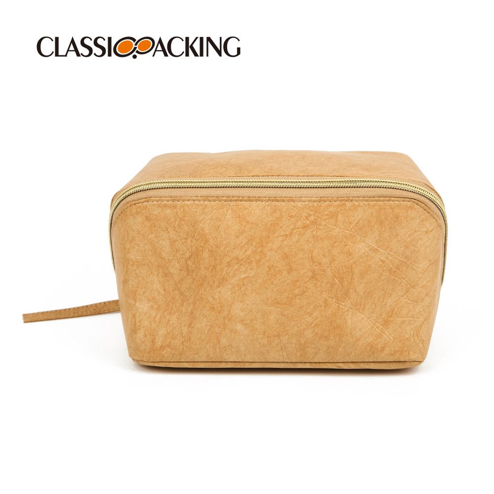 Bolsa de almacenamiento simple japonesa, bolsa de cosméticos de papel kraft ecológica, bolsa de lavado conveniente para viajes de negocios simples, se puede imprimir con logotipo