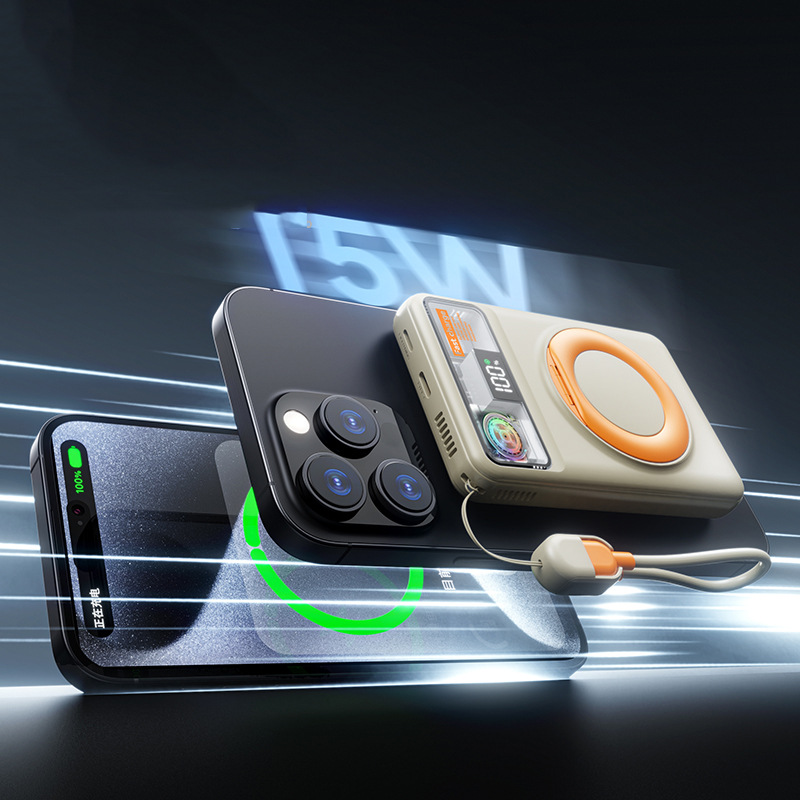 Banco de energía inalámbrico magnético refrigerado por aire Zhiyi 10000 mAh 15W carga rápida soporte de entrega de fuente portátil de doble propósito