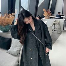 2025年秋冬季新款简约高级感羊毛呢外套女士中长款双面羊毛大衣女