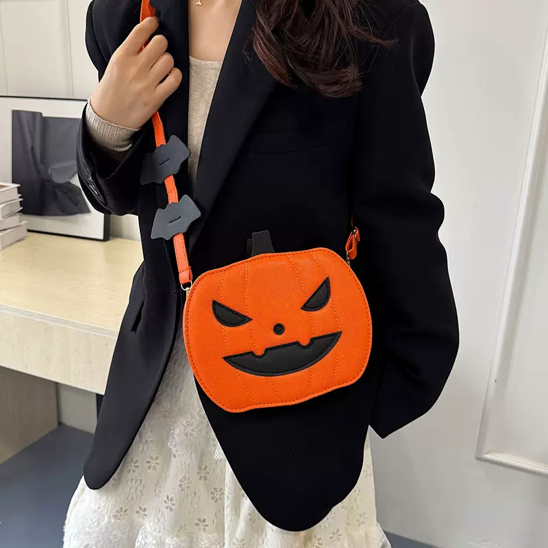 跨境新款南瓜包万圣节搞怪单肩包包女时尚个性创意潮流卡通斜挎包
