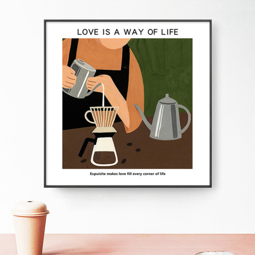 Art Deco-style cafe decoration painting, modern minimalist living room and dining room wall art, inverted coffee, niche Instagram wall hanging